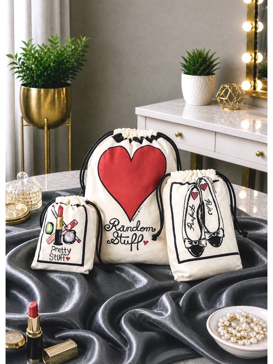 Brighton Handbags - NWOT Brighton Canvas Drawstring Pouch Set – Travel Organizer Gift Set (3 Bags)
